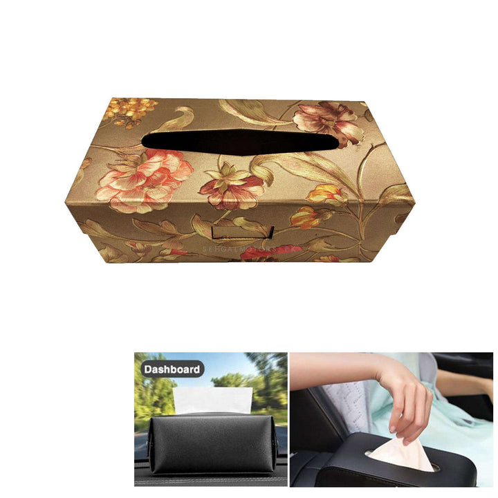 Car Tissue Box Flowers Style - Bronze