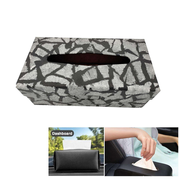 Car Tissue Box Mosaic Stone Style - Black