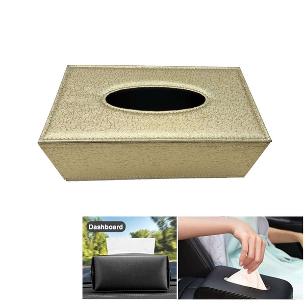 Car Tissue Box Embossed Style - Golden