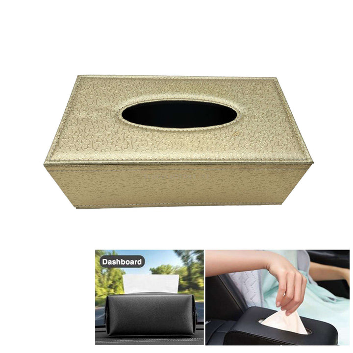 Car Tissue Box Embossed Style - Golden