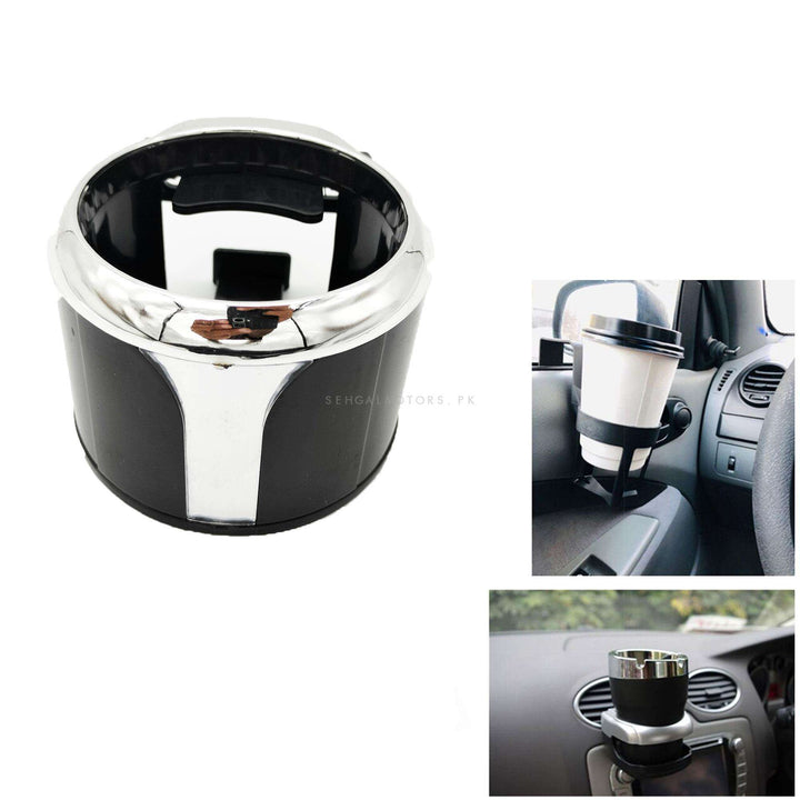 Air Outlet Car Cup Holder Black With Chrome - Style A