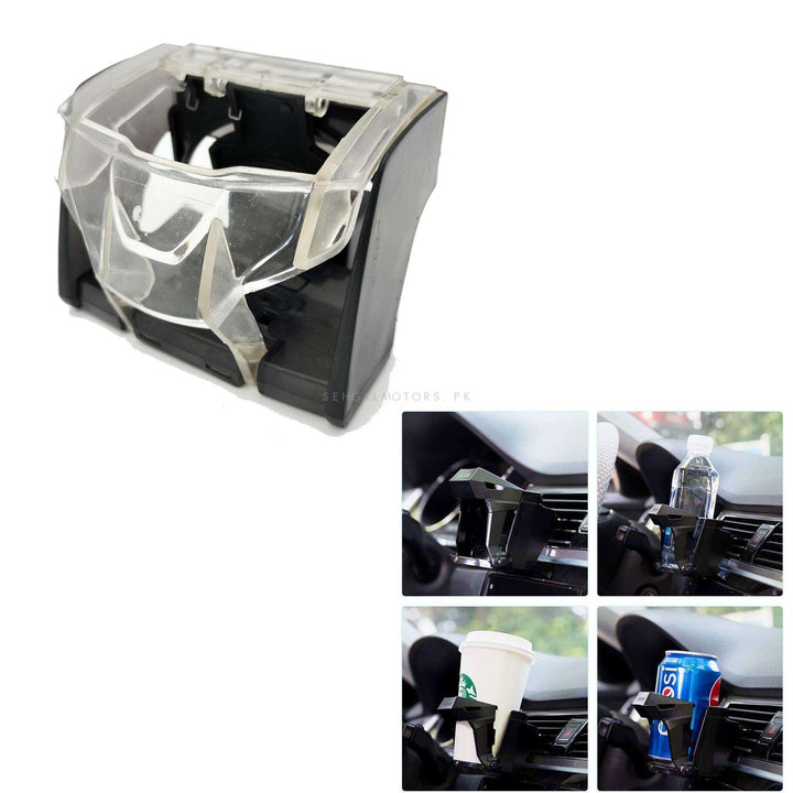 Air Outlet Foldable Car Cup Holder Transparent Black