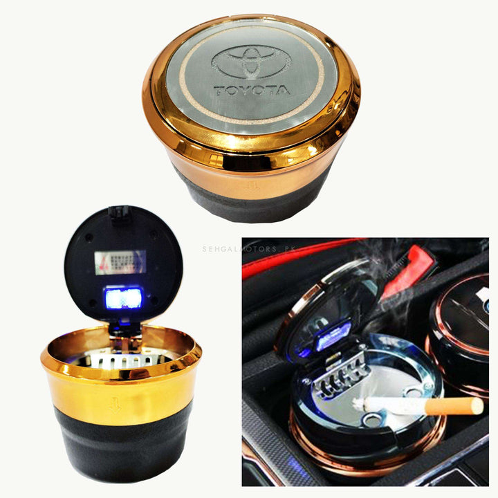 Mini Toyota Logo Car Portable Ashtray Black With Golden