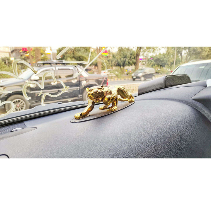 Jaguar Leopard Sculpture For Dashboard Decoration Purpose Large - Golden