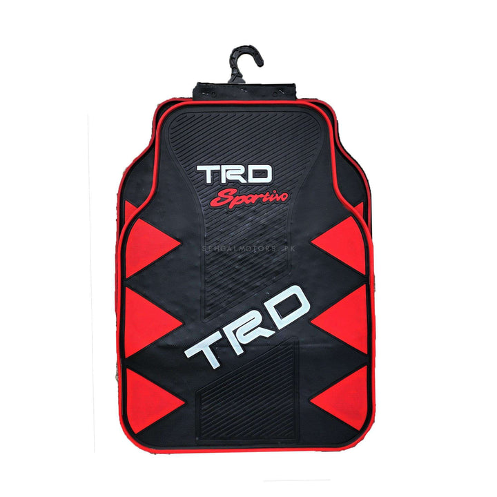 TRD Sportivo New Style Universal PVC Rubber Floor Mat Black and Red Mix Design 5 Pcs