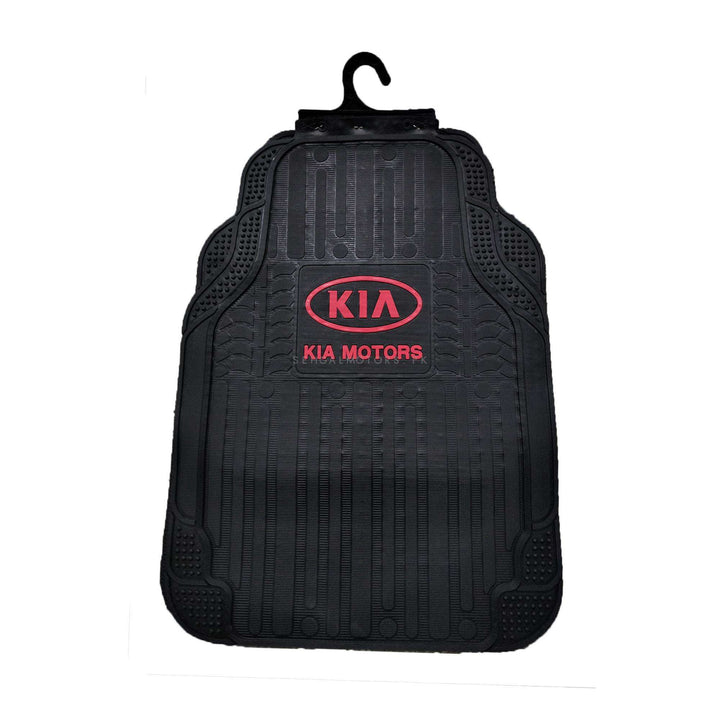 KIA Motors Universal PVC Rubber Floor Mat Black Red Mix Design 5 Pcs