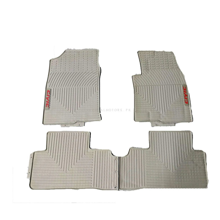 Honda Civic Custom Fit PVC Rubber Floor Mat Beige Mix Design - Model 2016-2024