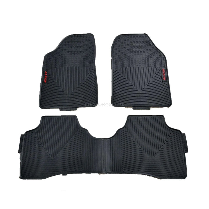 Changan Alsvin Custom Fit PVC Rubber Floor Mat Black Mix Design 3 Pcs - Model 2020-2024