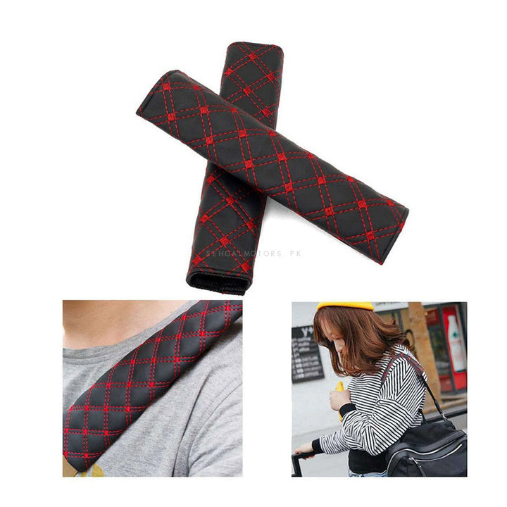 Universal Seat Belt Cover Red Black