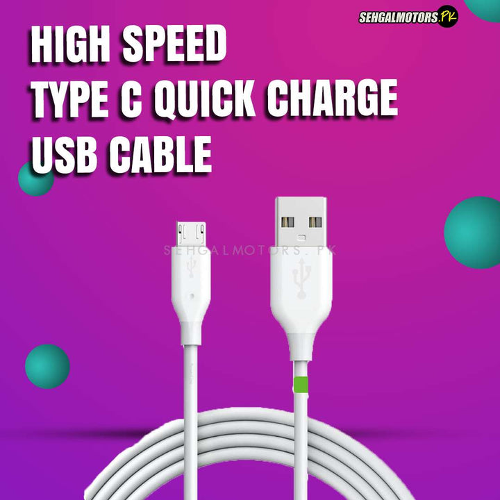 High Speed Type C Quick Charge USB Cable 3.6A with 2000mm