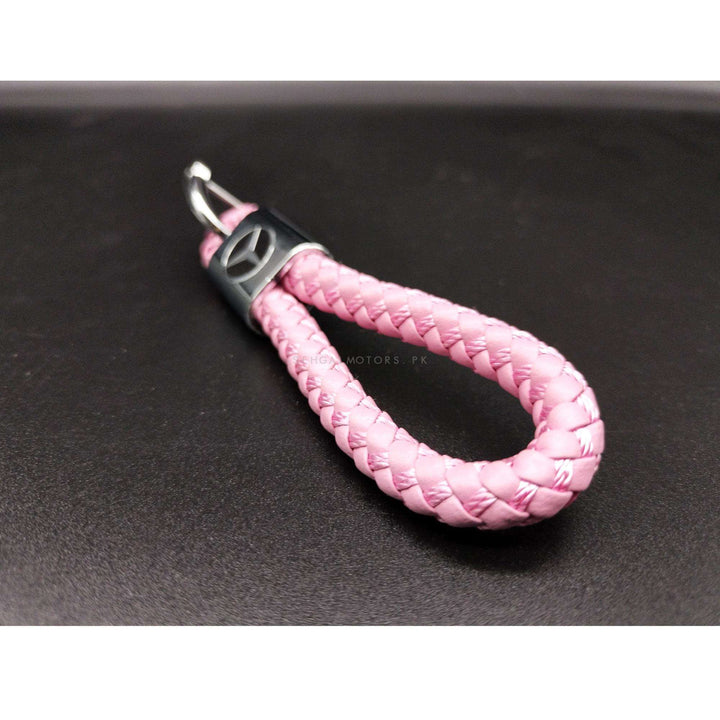 Mercedes Premium Leather Rosary Keychain Keyring - Pink