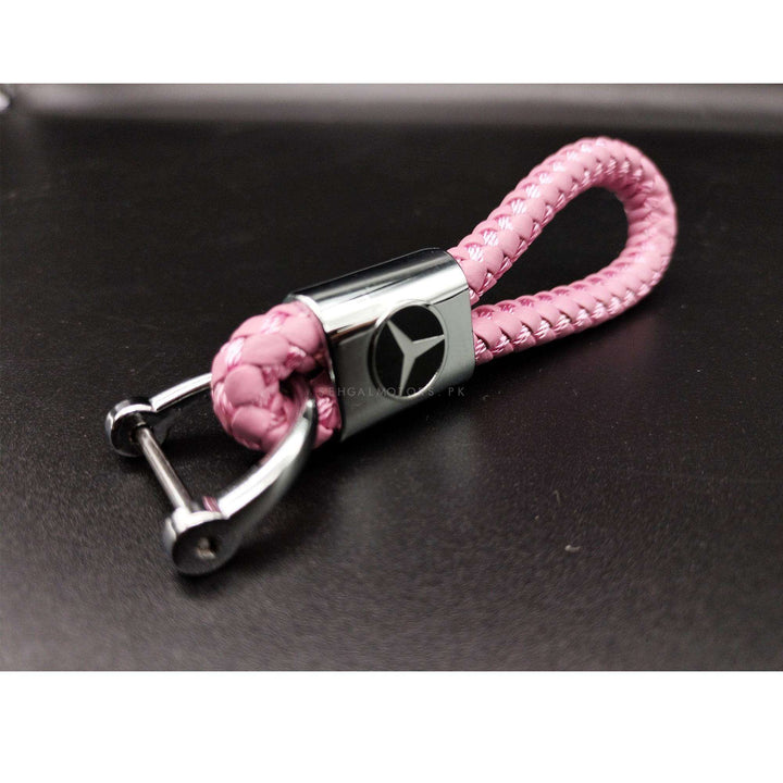 Mercedes Premium Leather Rosary Keychain Keyring - Pink