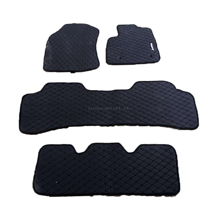 Toyota Fortuner 7D Eco Floor Mats Black Stitched Multi Color Thread 4 Pcs - Model 2016-2021