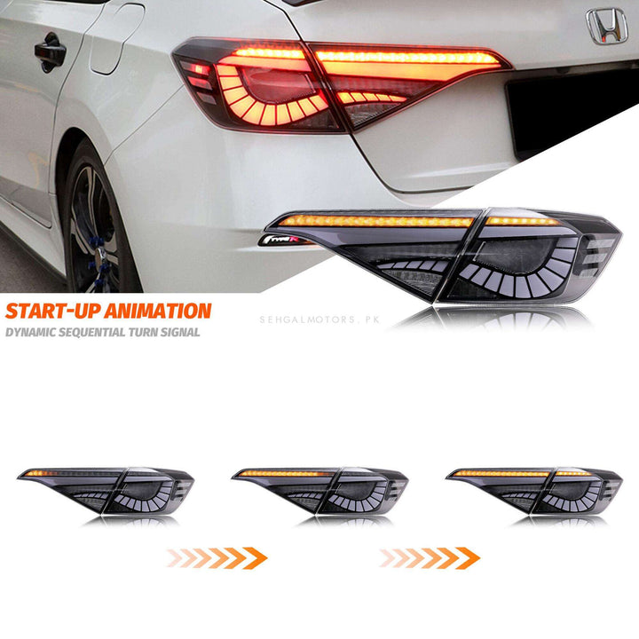 Honda Civic Snake Style Sequential Back Lamps Lights Smoke - Model 2022-2024