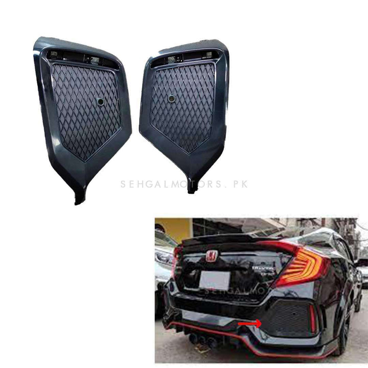 Honda Civic Type R Style Back Bumper Covers Without Reflectors - Model 2016-2021