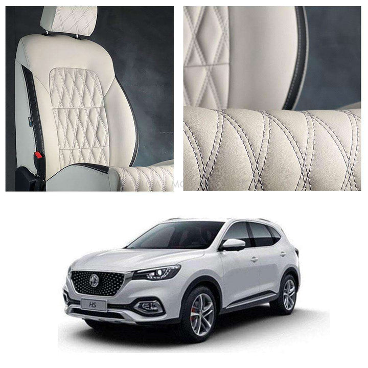 MG HS Diamond Cut Beige Black Seat Covers - Model 2020-2021