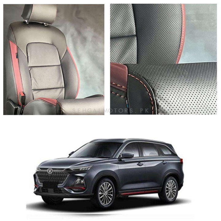 Changan Oshan X7 Breathable Black Red Seat Covers 7 Seater - Model 2022-2024