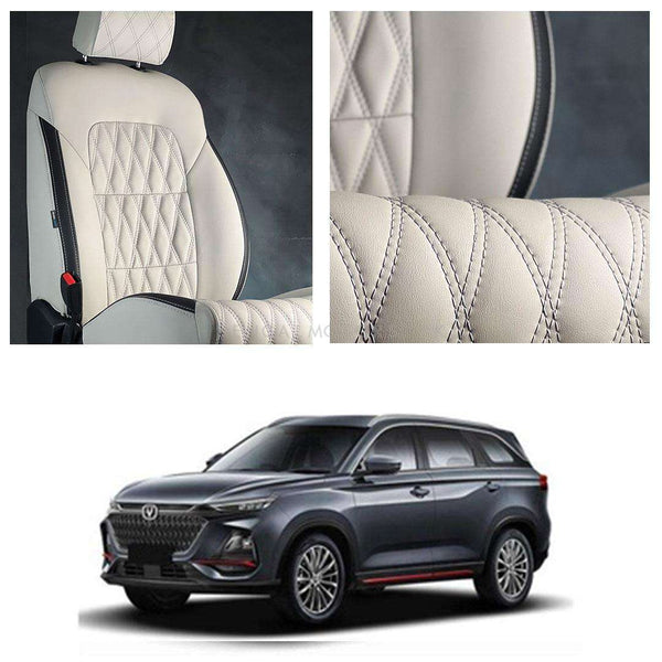 Changan Oshan X7 Diamond Cut Beige Black Seat Covers 7 Seater - Model 2022-2024