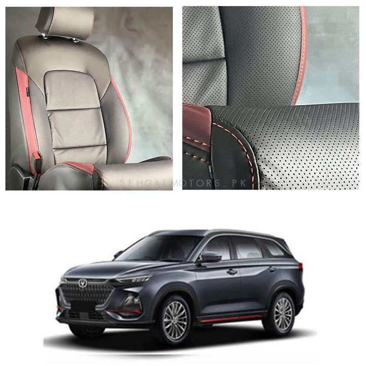 Changan Oshan X7 Breathable Black Red Seat Covers 5 Seater - Model 2022-2024