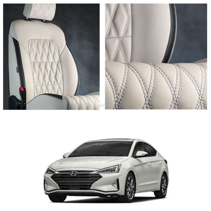 Hyundai Elantra Diamond Cut Beige Black Seat Covers - Model 2021-2024