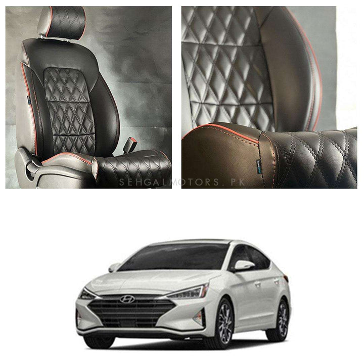 Hyundai Elantra Diamond Cut Black Red Seat Covers - Model 2021-2024