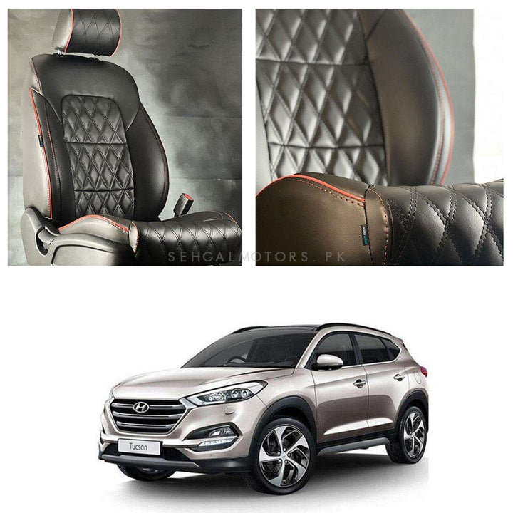 Hyundai Tucson Japanese Rexine Seat Covers Ferrari Style Black - Model 2020-2024