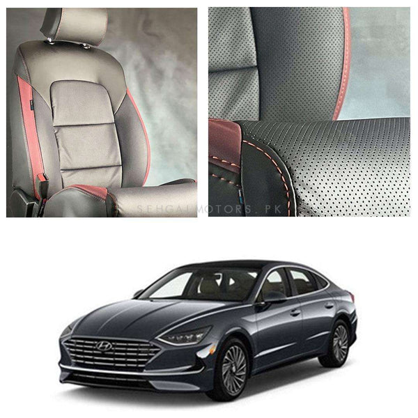 Hyundai Sonata Breathable Black Red Seat Covers - Model 2021-2024