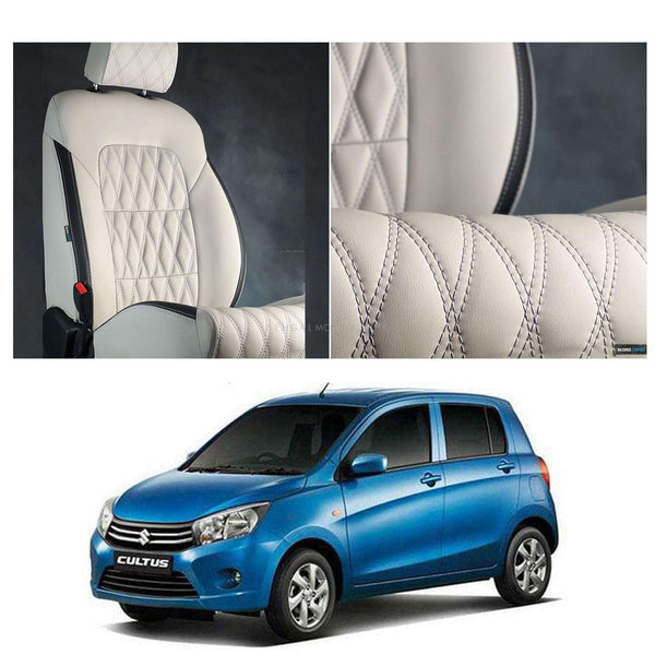 Suzuki Cultus Diamond Cut Beige Black Seat Covers - Model 2017-2021