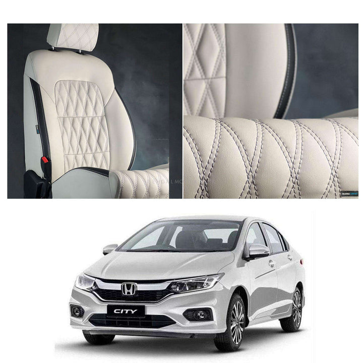 Honda City Diamond Cut Beige Black Seat Covers - Model 2021-2022