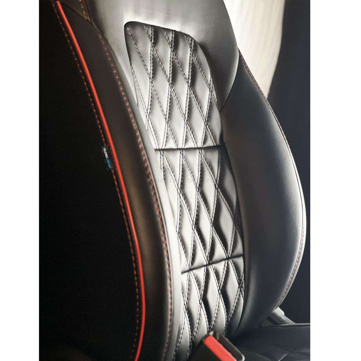 Honda City Diamond Cut Black Red Seat Covers - Model 2021-2022