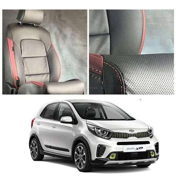 KIA Picanto Breathable Black Red Seat Covers - Model 2019-2024