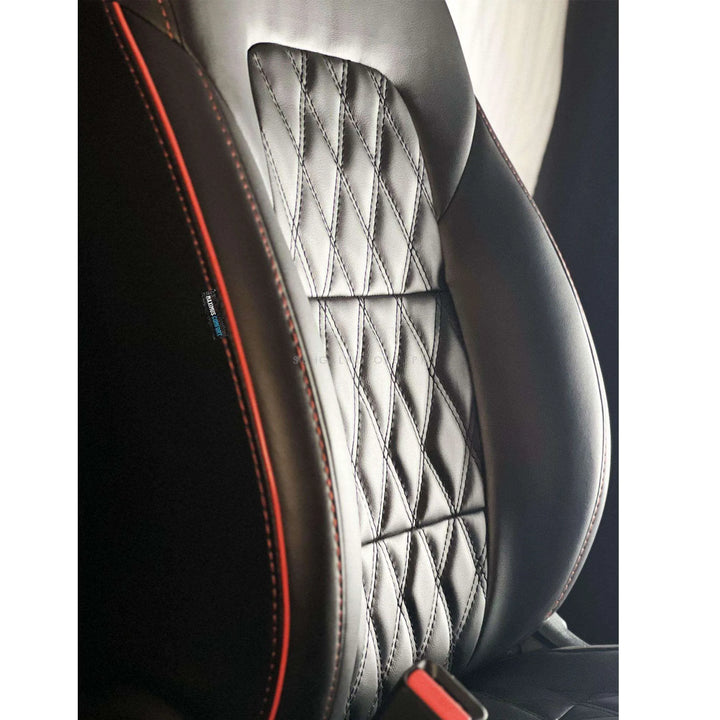 Toyota Hilux Revo/Rocco Diamond Cut Black Red Seat Covers