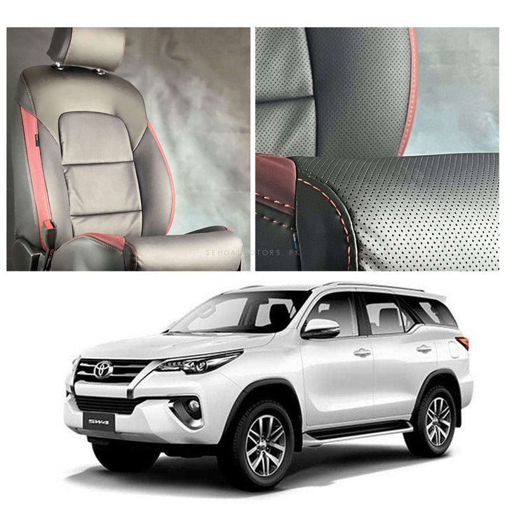 Toyota Fortuner Breathable Black Red Seat Covers - Model 2016-2021