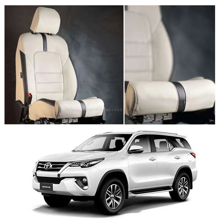 Toyota Fortuner Type R Beige Black Seat Covers - Model 2016-2021