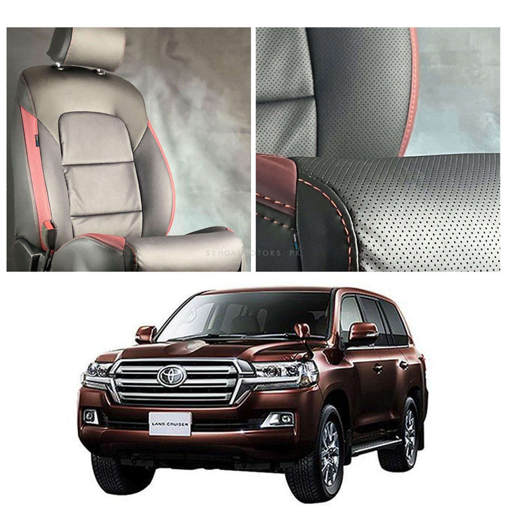 Toyota Land Cruiser Breathable Black Red Seat Covers - Model 2015-2021