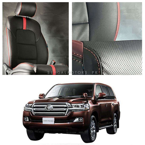 Toyota Land Cruiser Type R Black Red Seat Covers - Model 2015-2021