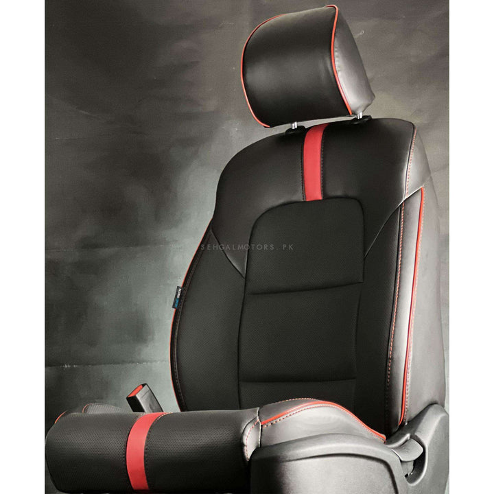 Toyota Land Cruiser Type R Black Red Seat Covers - Model 2015-2021