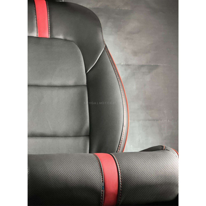 Toyota Land Cruiser Type R Black Red Seat Covers - Model 2015-2021