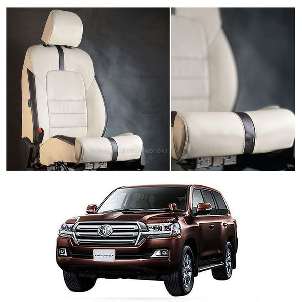 Toyota Land Cruiser Type R Beige Black Seat Covers - Model 2015-2021