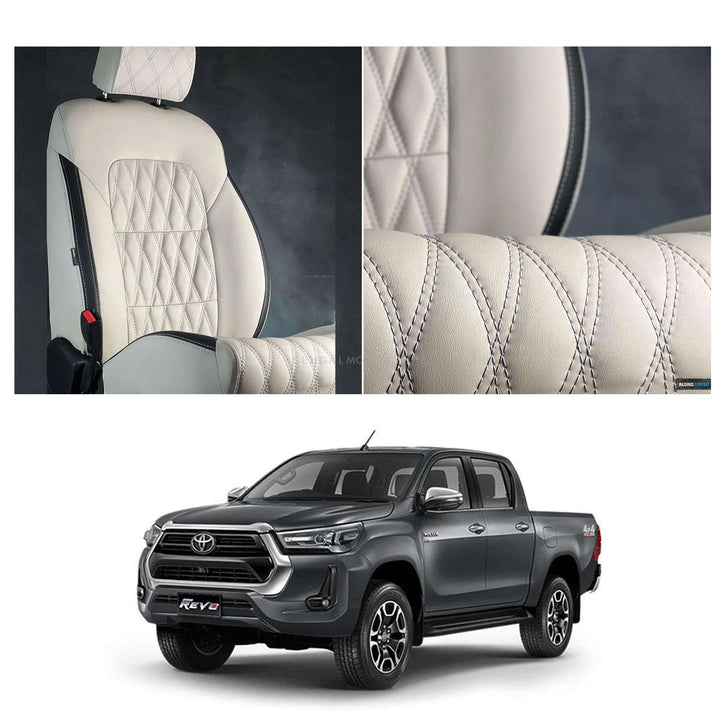 Toyota Hilux Revo/Rocco Diamond Cut Beige Black Seat Covers