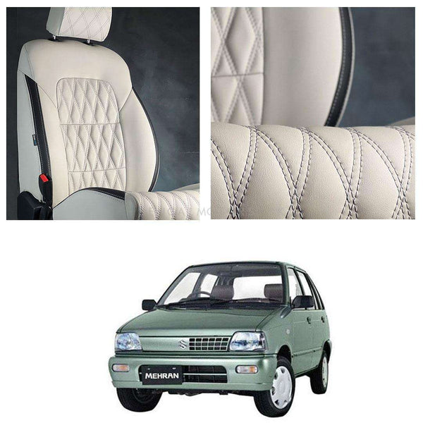 Suzuki Mehran Diamond Cut Beige Black Seat Covers - Model 1988-2021