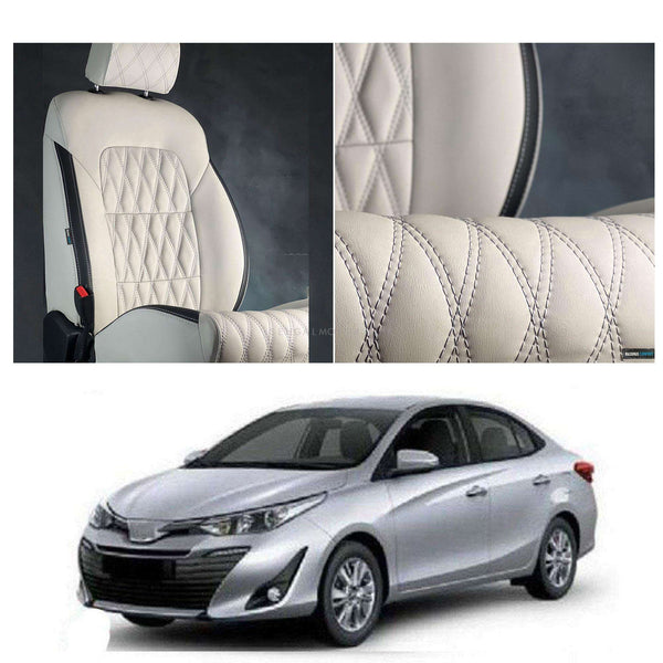 Toyota Yaris Diamond Cut Beige Black Seat Covers - Model 2020-2021