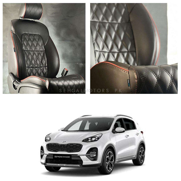 KIA Sportage Diamond Cut Black Red Seat Covers - Model 2019-2024