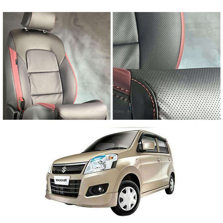 Suzuki Wagon R Breathable Black Red Seat Covers - Model 2014-2021