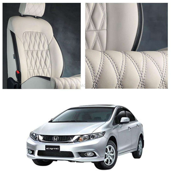 Honda Civic Ferrari Diamond Cut Beige Black Seat Covers - Model 2012-2016