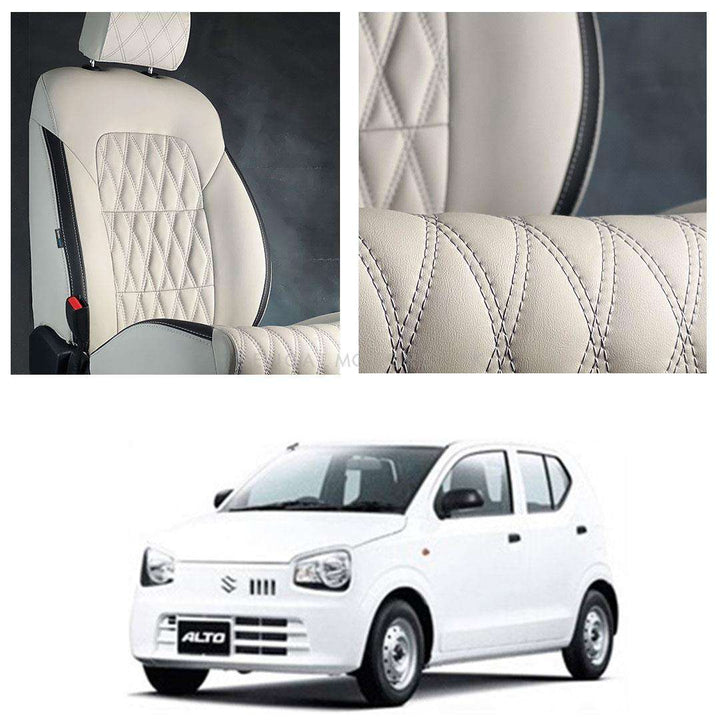 Suzuki Alto Diamond Cut Beige Black Seat Covers - Model 2019-2021