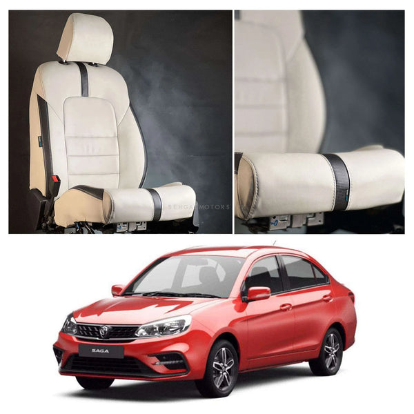 Proton Saga Type R Beige Black Seat Covers - Model 2021-2024