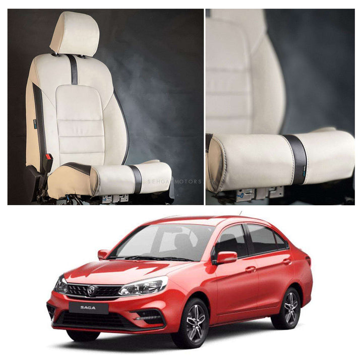 Proton Saga Type R Beige Black Seat Covers - Model 2021-2024