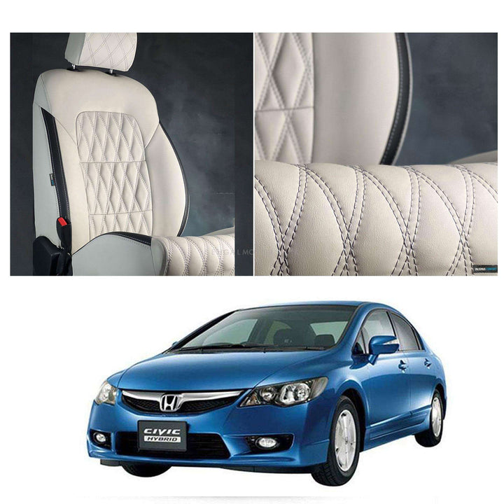 Honda Civic Diamond Cut Beige Black Seat Covers - Model 2006-2012