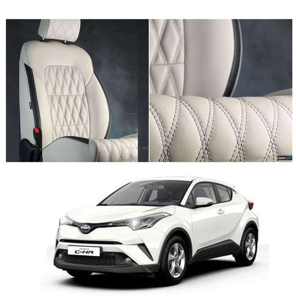 Toyota CHR Diamond Cut Beige Black Seat Covers - Model 2017-2021